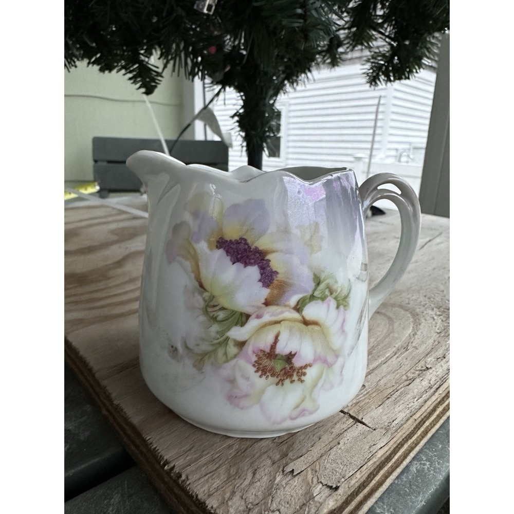Vintage Leuchtenburg Germany Creamer Flowers Floral Hand Painted‎